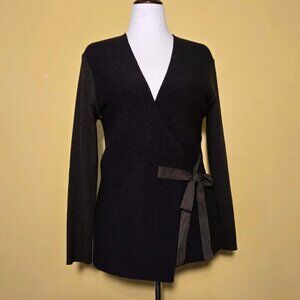 Silvia Novelli Merino Wool Wrap Longline Classic Layering Sweater‎ Womens Large